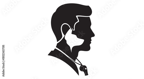 10. Black vector silhouette of dog trainer head
