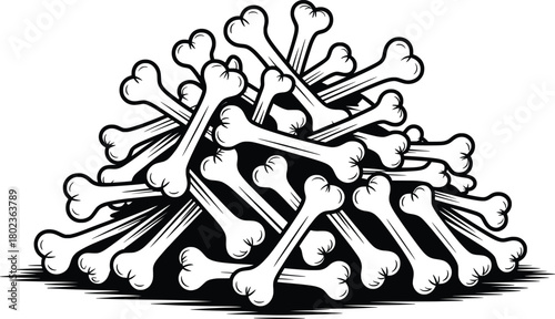 Pile of Bones Vector Illustration.