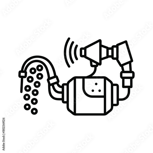 Abstract audio broadcast and dispersion device outline icon