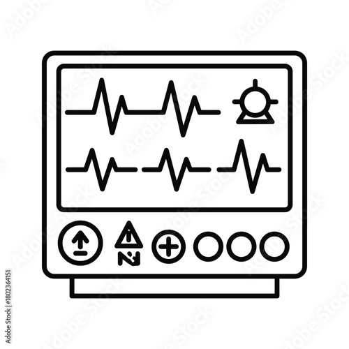 Heart rate monitor icon showing ecg waveform medical display