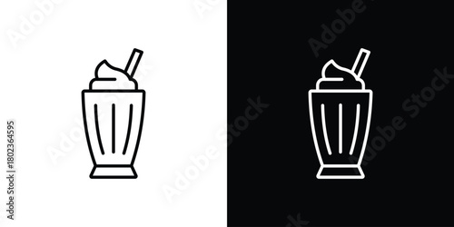 Milkshake icon. Editable stroke. thin line outline concept vector.