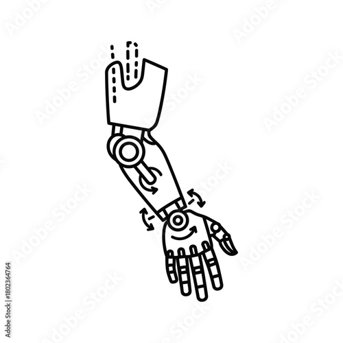 Bionic prosthetic arm technology icon for future innovation design