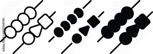 Grilled Meat And Vegetable Kebab Skewers Barbecue Food Icon Vector Silhouette and Pictogram..eps