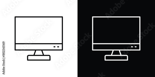 Monitor icon. Editable stroke. thin line outline concept vector.