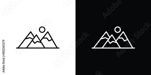 Mountain icon. Editable stroke. thin line outline concept vector.