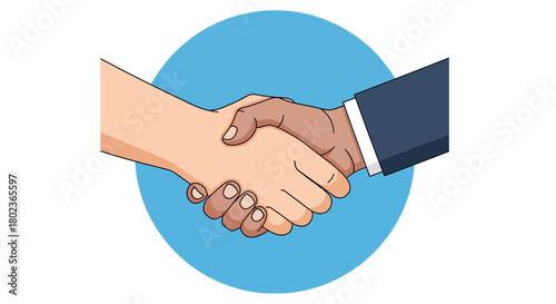 Diverse handshake in a modern comic style for business and partnership concepts