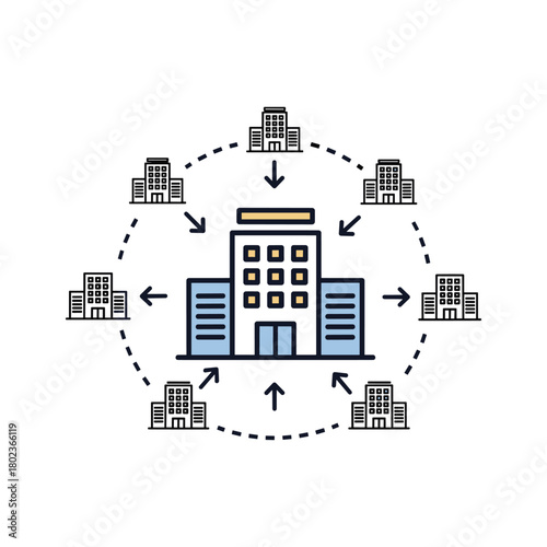 Central office building connected to satellite branch network
