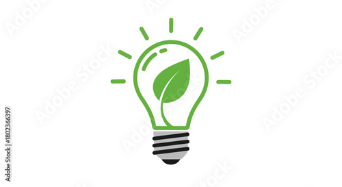 Eco-friendly light bulb with leaf icon symbolizing green energy and innovation