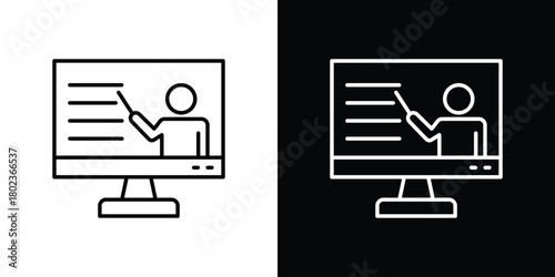 Online course icon. Editable stroke. thin line outline concept vector.