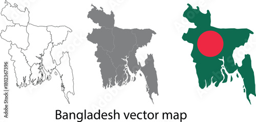 vector illustration of Bangladesh map on white background