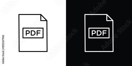 PDF file icon. Editable stroke. thin line outline concept vector.