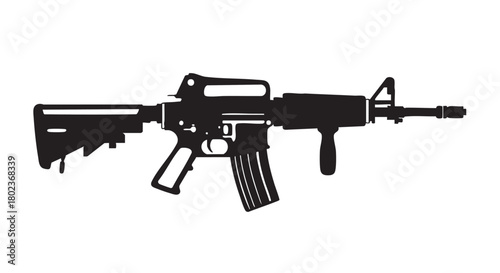 Black vector silhouette of assault rifle
