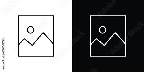 Picture icon. Editable stroke. thin line outline concept vector.