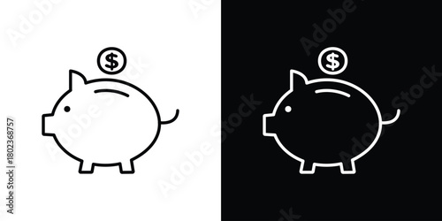 Piggy bank icon. Editable stroke. thin line outline concept vector.