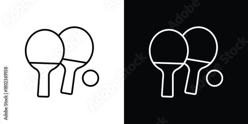 Ping pong icon. Editable stroke. thin line outline concept vector.