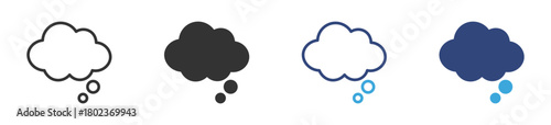 Think bubble icon  set, Thought bubble thinking cloud line and silhouette art , vector illustration .
