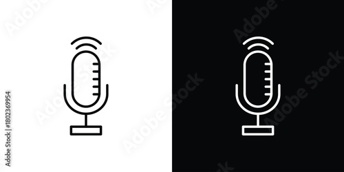 Podcast icon. Editable stroke. thin line outline concept vector.
