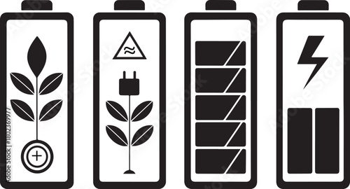 Battery low icon set. silhouette vector illustration