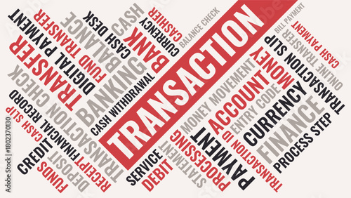 Transaction Bank Word Cloud, Financial Banking processing and payment terms