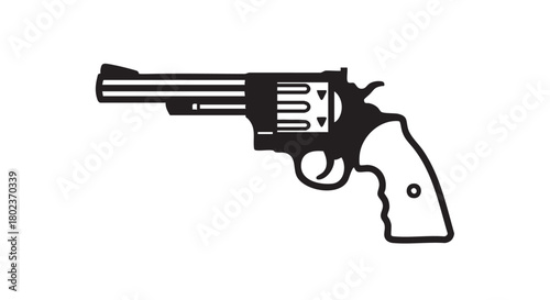 25. Black revolver silhouette on white background
