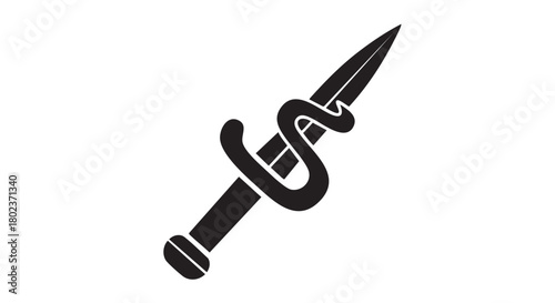 37. Black silhouette of parrying dagger
