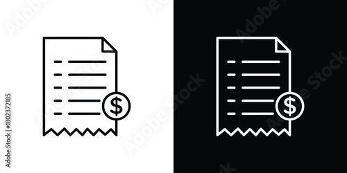 Receipt icon. Editable stroke. thin line outline concept vector.