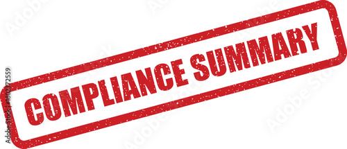 This red grunge rubber stamp shows the words COMPLIANCE SUMMARY positioned diagonally on a plain white surface
