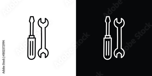 Repair tools icon. Editable stroke. thin line outline concept vector.