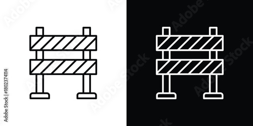 Roadblock icon. Editable stroke. thin line outline concept vector.