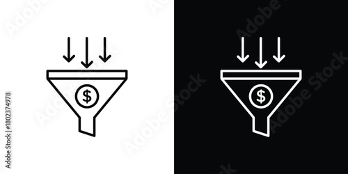 Sales funnel icon. Editable stroke. thin line outline concept vector.