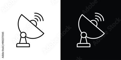 Satellite dish icon. Editable stroke. thin line outline concept vector.