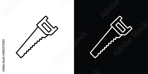 Saw icon. Editable stroke. thin line outline concept vector.