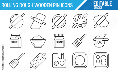 Baking preparation icon set for menus, apps, and kitchen branding