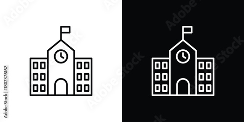 school icon. Editable stroke. thin line outline concept vector.