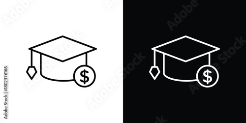 Scholarship icon. Editable stroke. thin line outline concept vector.