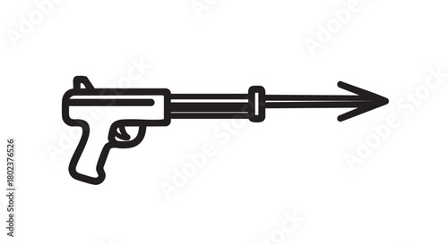 34. Black silhouette of harpoon gun
