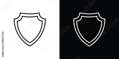 Shield icon. Editable stroke. thin line outline concept vector.