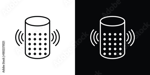 Smart speaker icon. Editable stroke. thin line outline concept vector.