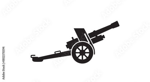 18. Black silhouette of field gun

