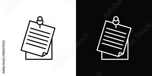 Sticky note icon. Editable stroke. thin line outline concept vector.