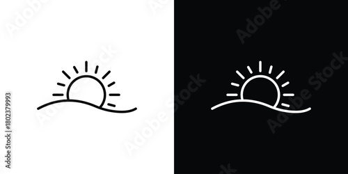 Sunrise icon. Editable stroke. thin line outline concept vector.