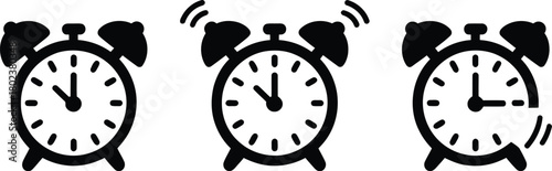 Alarm Clock Icon Set Time Management and Reminder Graphics