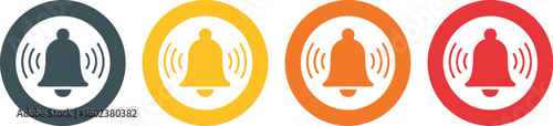 Notification Bell Icons A Set of Four Colorful Designs for Alerts and Reminders