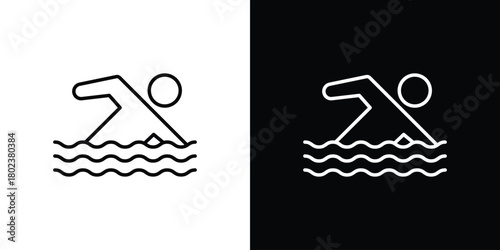 Swimming icon. Editable stroke. thin line outline concept vector.