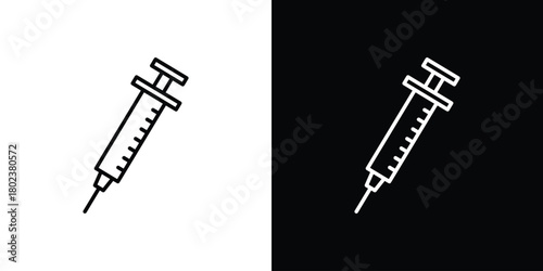 Syringe icon. Editable stroke. thin line outline concept vector.