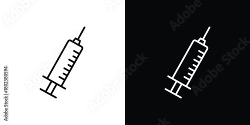 Syringe injection icon. Editable stroke. thin line outline concept vector.