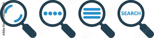 Magnifying Glass Search Icons Data Analysis, Filtering, and Information Exploration