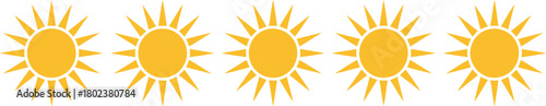 Sunny Day Array A delightful collection of radiant sun icons in a row, perfect for weather, climate, and happiness themes