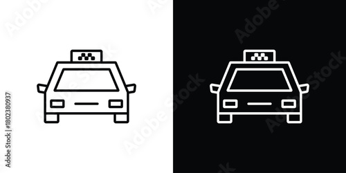 Taxi icon. Editable stroke. thin line outline concept vector.