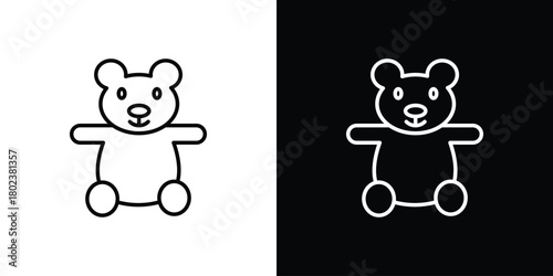 Teddy bear icon. Editable stroke. thin line outline concept vector.